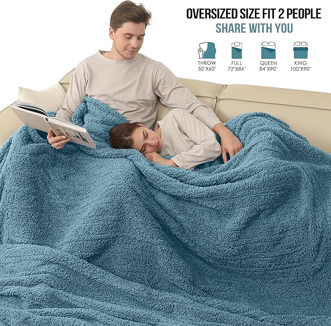 Queen Electric Blanket, Queen Heated Blanket with Two Separate Controllers, Queen Size Large Heating Blanket with 5 Heating Levels & 10 Hours Auto Off, Machine Washable, 84"x90", Slate Blue