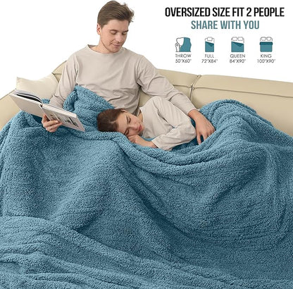 Queen Electric Blanket, Queen Heated Blanket with Two Separate Controllers, Queen Size Large Heating Blanket with 5 Heating Levels & 10 Hours Auto Off, Machine Washable, 84"x90", Slate Blue