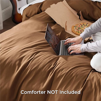 Bedsure Duvet Cover King Size - Soft Double Brushed Bedding Set for Kids & Adults, Zipper Closure, 3 Pieces, Includes 1 Duvet Cover (104"x90") & 2 Pillow Shams, NO Comforter, Brown
