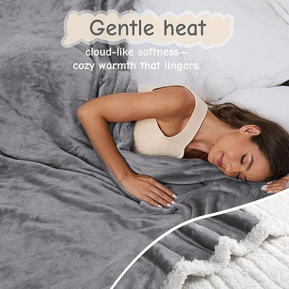 Electric Heated Blanket Full Size 72"x84", Soft Flannel with Overheat Protection, 9 Adjustable Heat Settings & 10-Hour Auto-Off Timer, Fast Heating for Winter Comfort, Light Gray