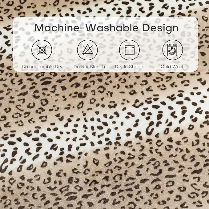 Electric Heated Blanket 72"x84" Full Size Microplush & Sherpa Fabric Heated Blanket, Fast Heating, 4 Heat Settings & 10 Hours Auto Off, Machine Washable - Beige Leopard Print