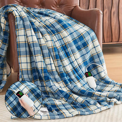 Heated Electric Blanket Full Size,72X84 Heating Blanket with 10 Heats Levels&8 Hours Auto Off&Timer,Green Plaid Soft Cozy Sherpa Blankets Warmer Gifts for Grandma Women Adult,Fast Heating Washable