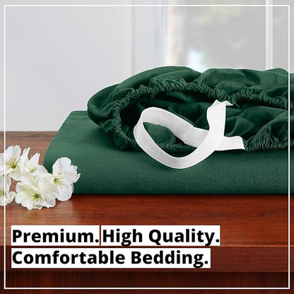 Empyrean 2 Pack Twin XL Fitted Sheets - Deep Pocket 14-16 Inch, Ultra Soft Microfiber, Fade Resistant, Shrinkproof, Wrinkle-Free Sheets for College Dorms & Home, Dark Green