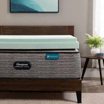 Beautyrest Thermagel Deluxe Cooling Pressure-Relieving Memory Foam Mattress Topper, Full, 3-Inch, Blue
