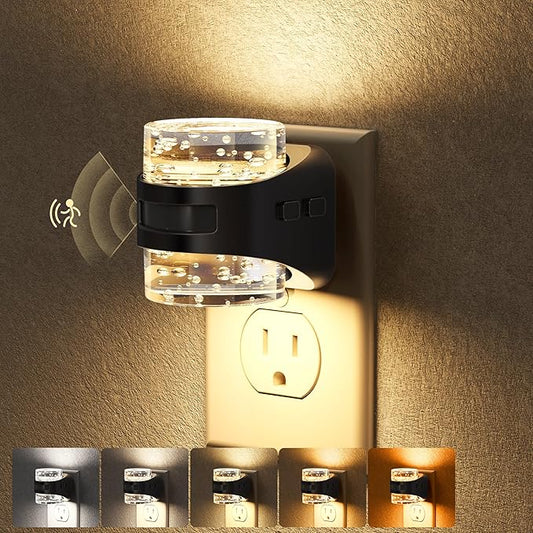 Briignite LED Night Light Plug into Wall Dimmable[2 Pack] Night Light with Bubble Design 5 Color Temperature & Brightness Levels Dusk to Dawn Sensor Nightlights for Bathroom, Hallway, Rooms, 5CCT