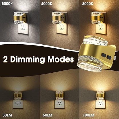 Briignite Night Light 2 Pack, Dimmable Night Lights Plug Into Wall with Bubble Design 3000K/4000K/5000K & 3 Brightness Levels for Baby Nursery Hallway Bathroom Kids Room, 3CCT