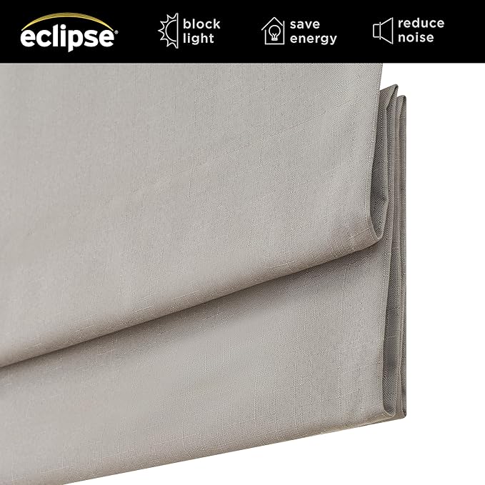 Eclipse Kylie 100% Blackout Window Roman Shade, 23 in Wide x 64 in Long, Cordless, Thermal and Noise Reducing Interior Shade Window Treatment for Home Privacy & Energy-Efficiency, Grey