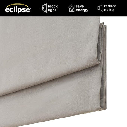 Eclipse Kylie 100% Blackout Window Roman Shade, 23 in Wide x 64 in Long, Cordless, Thermal and Noise Reducing Interior Shade Window Treatment for Home Privacy & Energy-Efficiency, Grey