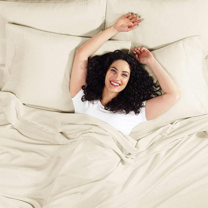 Empyrean 2 Pack California King Fitted Sheets - Deep Pocket, Fits 14-16 Inch Mattress, Ultra Soft Microfiber, Wrinkle-Free & Fade Resistant, Shrinkproof Sheets, Beige Cream