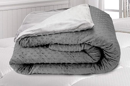 Blue Ridge Home Fashions 15 lbs, 20 lbs, 25 lbs, Cooled Weighted Blanket for Adults Removable Duvet Cover, 60x80 Breatable Machine Washable Premium Cotton, 48x72''/15lb, Gray/Light Gray