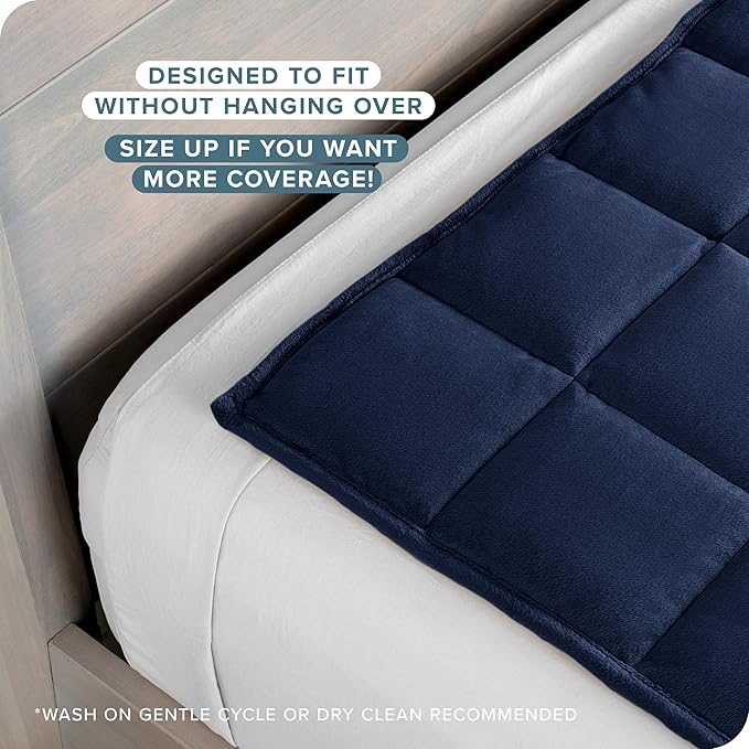Bare Home Weighted Blanket Twin or Full Size 15lb (48"x72") for Adults - Minky Fleece - Premium Heavy Blanket Nontoxic Glass Beads (Dark Blue, 48"x72")