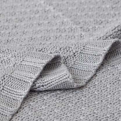 NTBAY Cable Knit Cooling Toddler Blanket, Soft and Breathable Baby Blanket 30x40 Inches Made from Rayon Derived from Bamboo for Crib, Stroller, Nursery, Sliver Grey