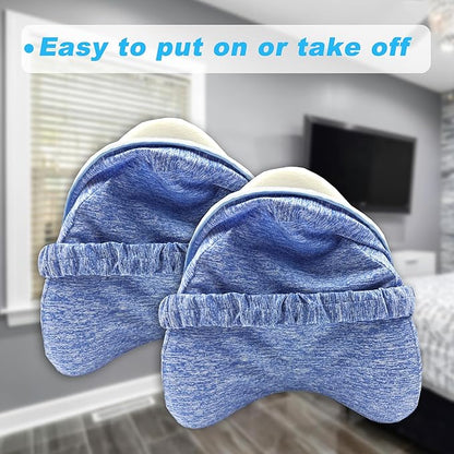 Replacement Pillowcase Pillow Cover with Elastic Strap for Contour Legacy Leg & Knee Foam Support Pillow-Cover ONLY (Blue, 2-Pack)