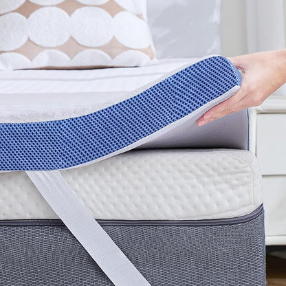 BDEUS 2 Inch Gel Memory Foam Mattress Topper Full Size, Cooling Mattress Topper for Back Pain Relief, Non-Slip Design with Removable & Washable Soft Bamboo Cover.