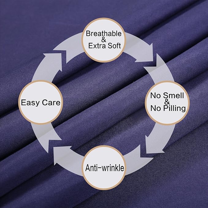 Best Season Bed Sheet Set - 1 Flat Sheet,1 Fitted Sheet and 1 Pillow Cases, Extra Soft Luxury Bedding Set,Deep Pockets,Wrinkle,Fade Resistant - Hypoallergenic- 3 Piece (Twin, Blue)