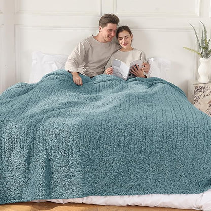 King Electric Blanket Sherpa, 100"x 90" Heated Blanket Dual Control, 5 Heat Settings, 10H Auto Off, Machine Washable, ETL Safe, Slate Blue