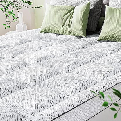 3 Inch Mattress Topper Full,Pillow Top Mattress Topper with Bamboo Rayon Cover,Breathable Mesh Side Mattress Pad,21" Deep Pocket,Soft Support for Full Size Memory Foam Mattress Bed Topper