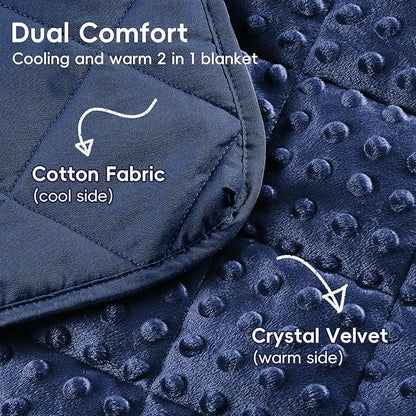 yescool Blue Weighted Blanket for Adults 15 lb, 48 * 72in Twin Full Size Heavy Throw Blanket for Better Sleep