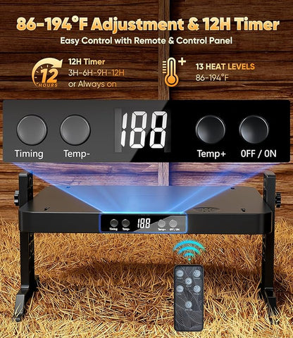 Smart Brooder Heating Plate, 2-in-1 Chicken Coop Heater & Chick Brooder, 200W Rapid Radiant Heat with Adjustable Temp 86~194℉ & Timer & Height & Angle, Peck-Resistant Power Cord, ETL/UL Certified Safe