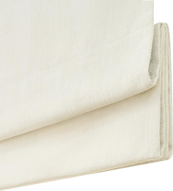 Eclipse Drew Roman Shades for Windows, Cordless 100% Blackout Shades, 23 in Wide x 64 in Long, Noise Reducing, Energy Efficient and Textured Solid Window Shades for Living Room, Bedroom, Ivory
