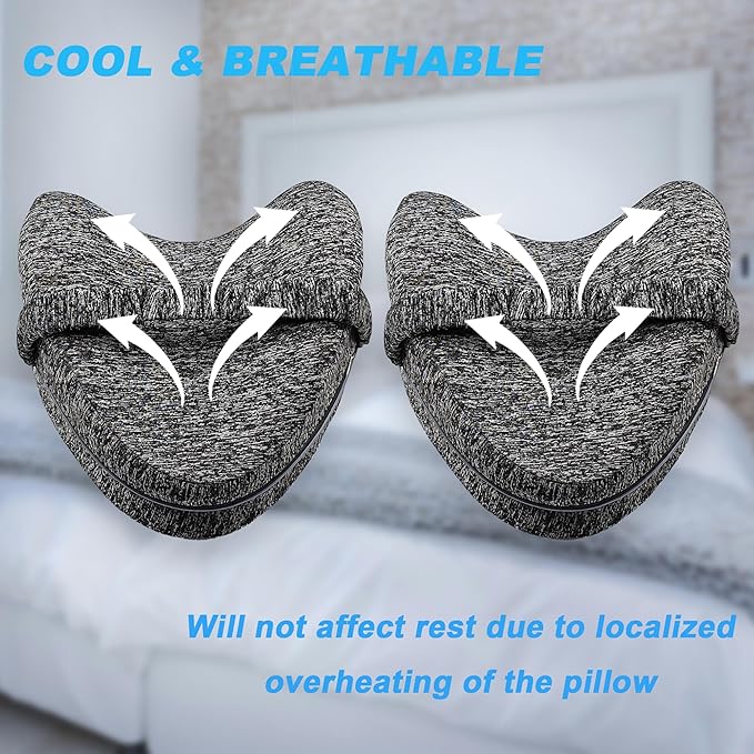 Replacement Pillowcase Pillow Cover with Elastic Strap for Contour Legacy Leg & Knee Foam Support Pillow-Cover ONLY (Gray, 2-Pack)