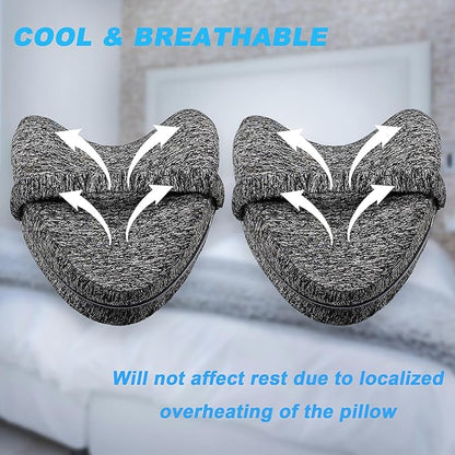 Replacement Pillowcase Pillow Cover with Elastic Strap for Contour Legacy Leg & Knee Foam Support Pillow-Cover ONLY (Gray, 2-Pack)