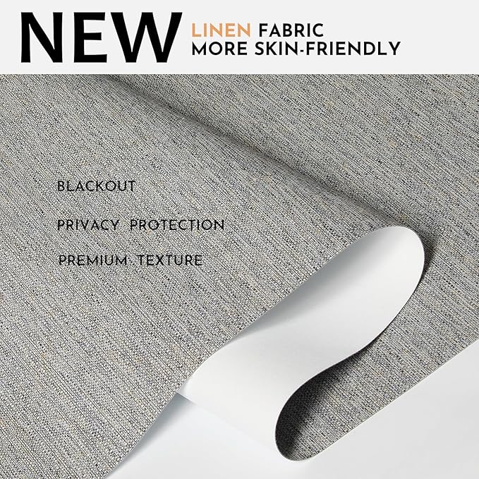 Persilux Blackout Roller Shades for Window Blinds,Cordless,Linen Fabric,Thermal Insulated Fabric UV Protection Shades for Home,Office,Bedroom,Door,Blackout-Grey,26" W X 72" H