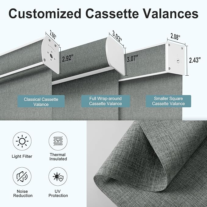 Motorized Blinds with Remote,Light Filtering Smart Roller Shades with App,Voice Control,Thermal Insulated Automatic Blinds,Electric Shades with USB/Solar Pannel.Filter Linen Grey