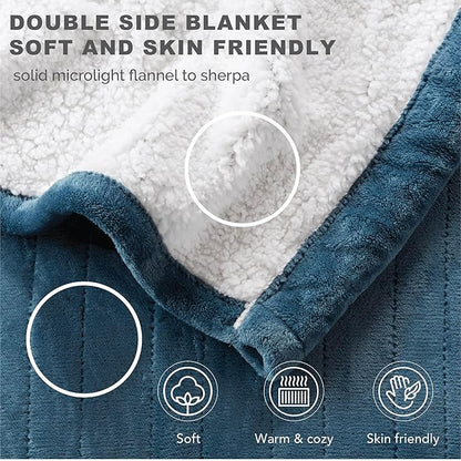 Sherpa Soft Dual Control Electric Blanket King Size, Heating Blankets | Washable | 1-10 Hour Automatic Shut Off | Double Zone, 6 Heat Settings | 100" X 90" Blue