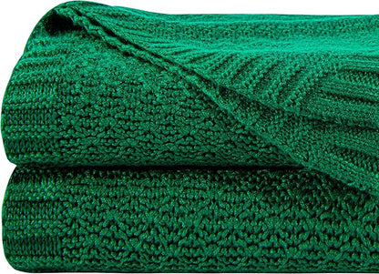 NTBAY Cable Knit Cooling Throw Blanket, Soft and Breathable Throw Blanket 51x67 Inches Made from Rayon Derived from Bamboo for Couch, Sofa, Nap, Green