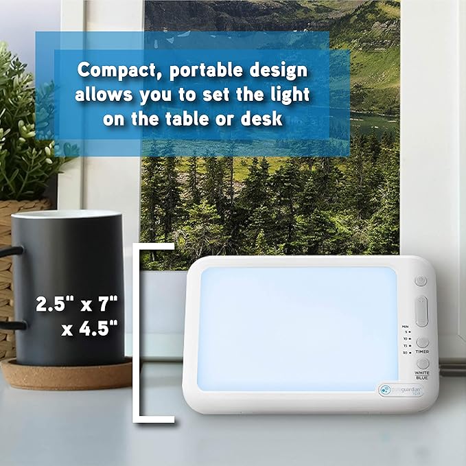 PureGuardian SPA45 Compact Travel Energy Light, 10,000 LUX, 12W LED, Improve Your Mood, Focus, Energy Levels, Customizable Blue or White Light Therapy Intensity, Adjustable Time Settings