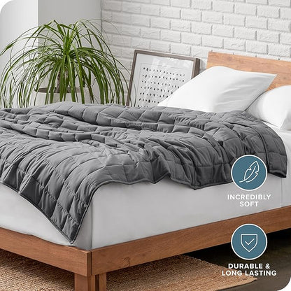 Bare Home Weighted Blanket Twin or Full Size 7lb (40" x 60") - All-Natural 100% Cotton - Premium Heavy Blanket Nontoxic Glass Beads (Grey, 40"x 60")