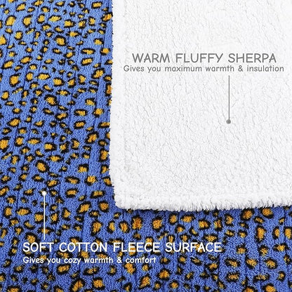Electric Heated Blanket Full Size 72"x84", Ultra-Soft Plush with Overheat Protection, 9 Adjustable Heat Settings & 10-Hour Auto-Off Timer, Fast Heating for Winter Comfort, Blue Yellow Leopard Print