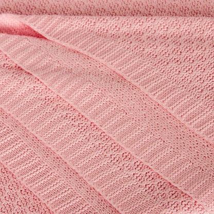NTBAY Cable Knit Cooling Bed Blanket, Soft and Breathable Oversized Twin Bed Blanket 60x80 Inches Made from Rayon Derived from Bamboo for Bedroom, Travel, Pink