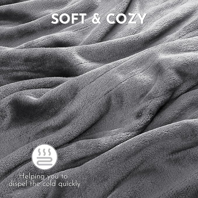 Electric Heated Blanket 72"x84" Full Size Flannel Heated Blanket, Cozy & Warm for All Night, 5 Heat Settings & 10 Hours Auto Off, Machine Washable, Light Grey