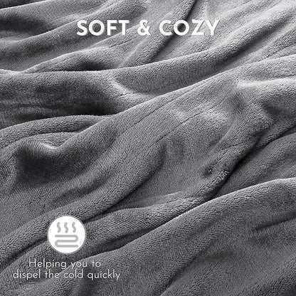 Electric Heated Blanket 72"x84" Full Size Flannel Heated Blanket, Cozy & Warm for All Night, 5 Heat Settings & 10 Hours Auto Off, Machine Washable, Light Grey