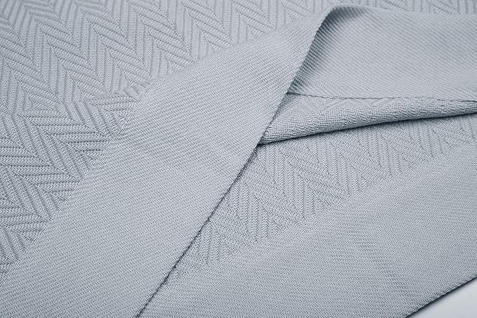 Threadmill Luxury Cotton Blankets for King Size Bed | All-Season Cozy 100% Cotton King Size Blanket | Herringbone Soft Fall Thermal Blanket fits Cal King Size Bed | Scottish Grey