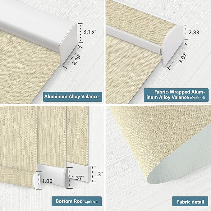 Bringnox Motorized Blinds with Remote,100% Blackout Smart Roller Blinds Compatible with Apple Homekit Google Home and Alexa Via HUB,and Customized (Safari Cream-04)