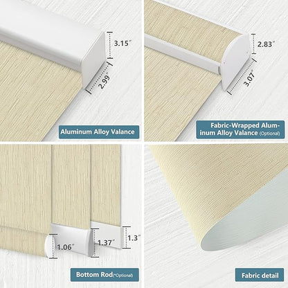 Bringnox Motorized Blinds with Remote,100% Blackout Smart Roller Blinds Compatible with Apple Homekit Google Home and Alexa Via HUB,and Customized (Safari Cream-04)