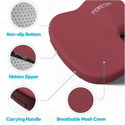 FORTEM Seat Cushion, Office Chair Cushion, Lumbar Support Pillow for Office Chair, Memory Foam Sciatica Coccyx Tailbone Pressure Pain Relief, Car Sitting Pad, Washable Non Slip, XL
