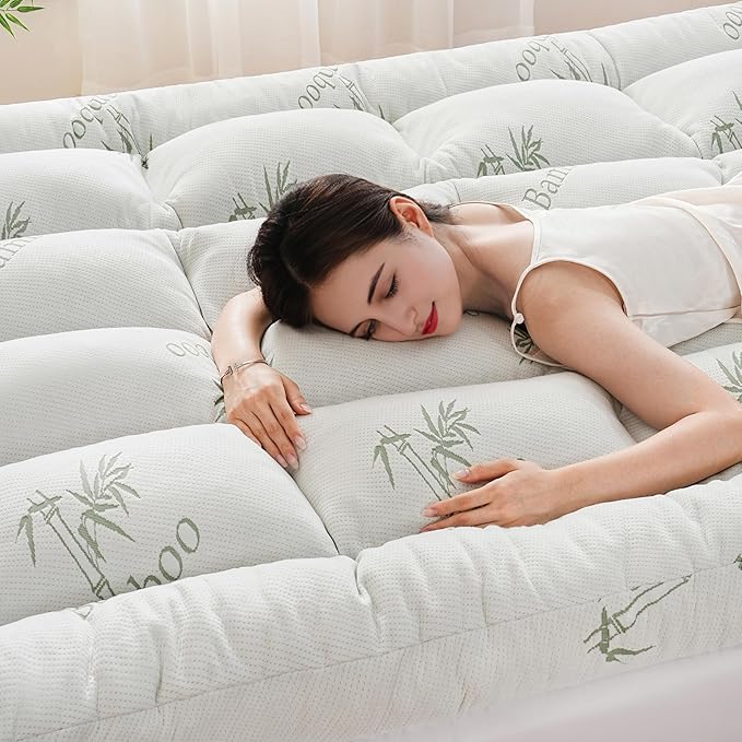 DOWNCOOL 3 Inch Full Mattress Topper – Cooling Memory Foam Mattress Topper for Back Pain Relief, Breathable Bamboo Viscose Air Layer, 1700 GSM Fill, Deep Pocket Fits 8–21 Inch