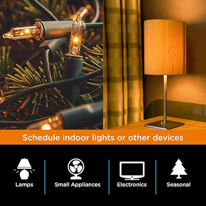 myTouchSmart Simple Set 7-Day Digital Timer, 1 Grounded Outlet Timer, Sunrise-Sunset Indoor Timer Outlet, Programmable ON/OFF Plug Timer, 125V Light Timer, Lamp Timer, Seasonal Lights, White, 33860