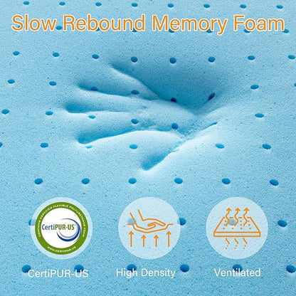 Maxzzz King Mattress Topper,4 Inch Ventilated Design Memory Foam Queen Mattress Topper,Cooling Gel Infused Swirl Foam Pad for Pressure Relief Back Pain, CertiPUR-US Certified