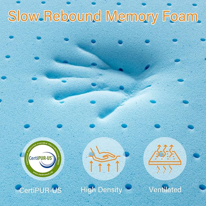 Maxzzz Full Mattress Topper,4 Inch Ventilated Design Memory Foam Queen Mattress Topper,Cooling Gel Infused Swirl Foam Pad for Pressure Relief Back Pain, CertiPUR-US Certified
