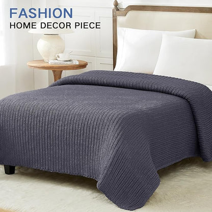 Guohaoi Knitted Weighted Blanket for Adults (Dark Grey 60"x80" 25lbs) No Beads Cooling Throw Blanket for Hot Sleepers, Home Decor Breathable Chunky Knit Heavy Blanket Use on Queen/King Size Bed
