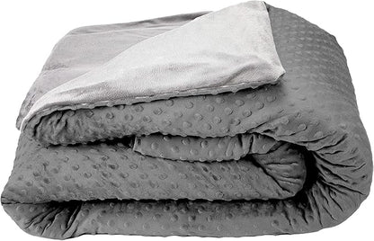 Blue Ridge Home Fashions 15 lbs, 20 lbs, 25 lbs, Cooled Weighted Blanket for Adults Removable Duvet Cover, 60x80 Breatable Machine Washable Premium Cotton, 48x72''/15lb, Gray/Light Gray