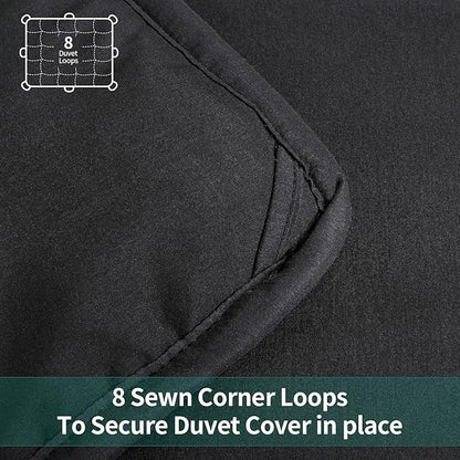 HOMBYS Oversized King Comforter 128x120, Lightweight Quilted Down Alternative Duvet Insert for All Season,Black,8 Corner Tabs