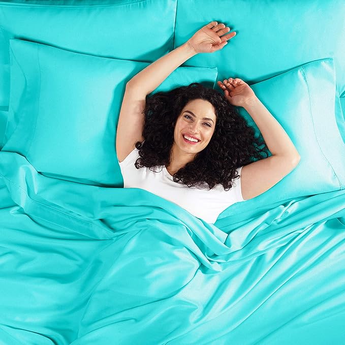 Empyrean 4 Pack Queen Fitted Sheets - Deep Pocket, 14-16 Inch Ultra Soft Microfiber, Wrinkle & Fade Resistant, Shrinkproof, Durable & Breathable, Perfect for Queen Beds, Teal