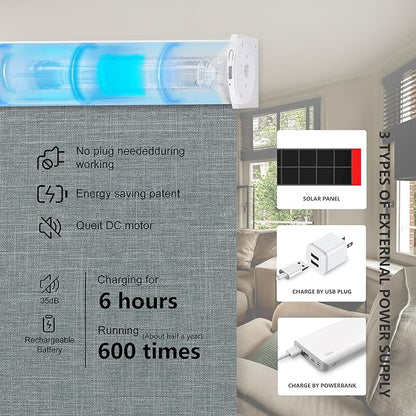 Bringnox Motorized Blinds with Remote,100% Blackout Smart Roller Blinds Compatible with Apple Homekit Google Home and Alexa Via HUB,and Customized (Bouvardia Medium Grey-18)