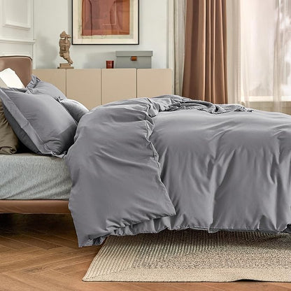 Bedsure Duvet Cover Oversized Queen Size - Soft Double Brushed Bedding Set for Kids & Adults, Zipper Closure, 3 Pieces, Includes 1 Duvet Cover (98"x98") & 2 Pillow Shams, NO Comforter, Grey